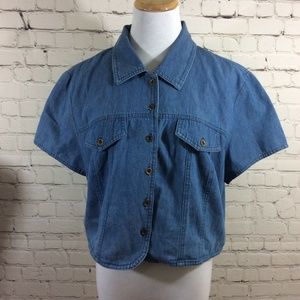 Jonathan Martin Denim Button Down Crop Top Size 14